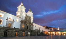 Plaza de San Francisco in old town Quito, Ecuador.